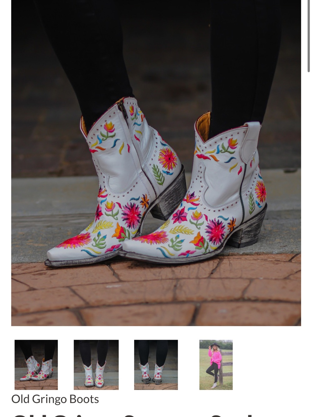 Old Gringo Summer Soul White Multicolor Floral Cowboy Boots 7.5 - Picture 10 of 12